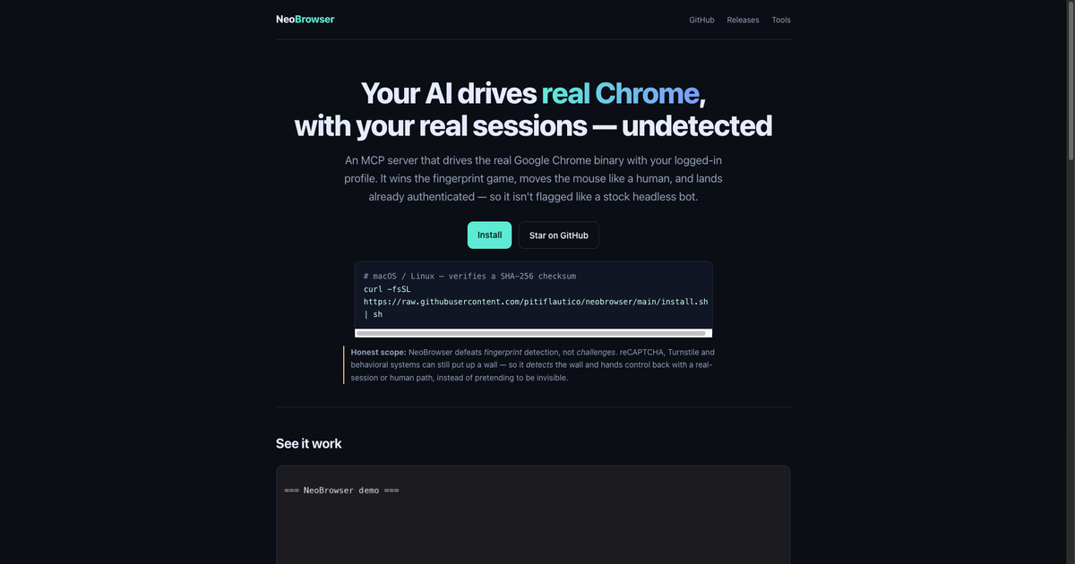 neobrowser website preview